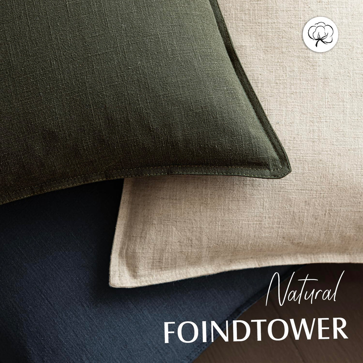 Pack of 2 Decorative Linen Solid Throw Pillow Covers Soft Accent Cushion Case Farmhouse Neutral Pillowcase for Chair Couch Sofa Bedroom Living Room Home Decor 16x16 Inch Olive Branch Green (2 Count)