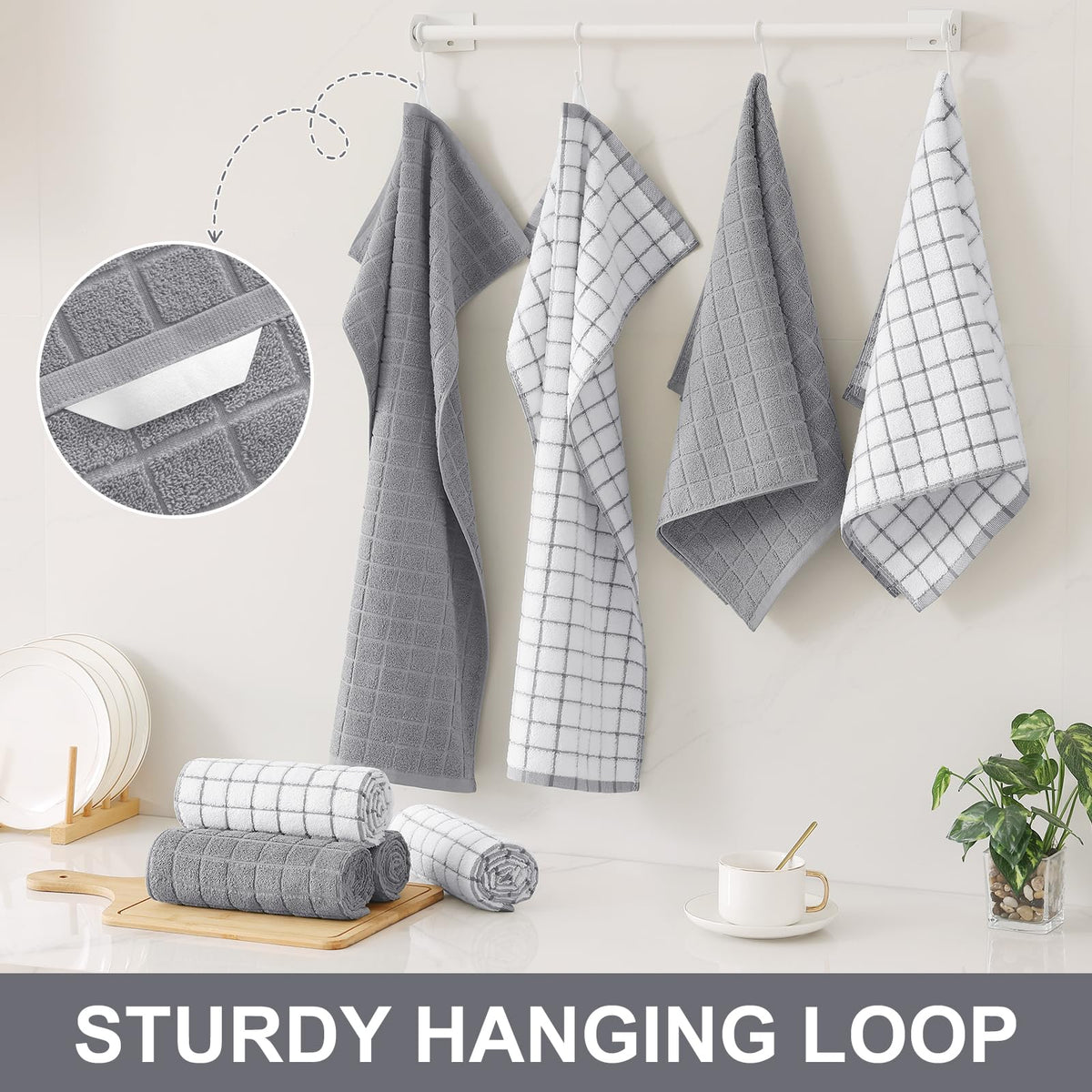 Large Premium Cotton Kitchen Towels 16"x 28" (4 Count)