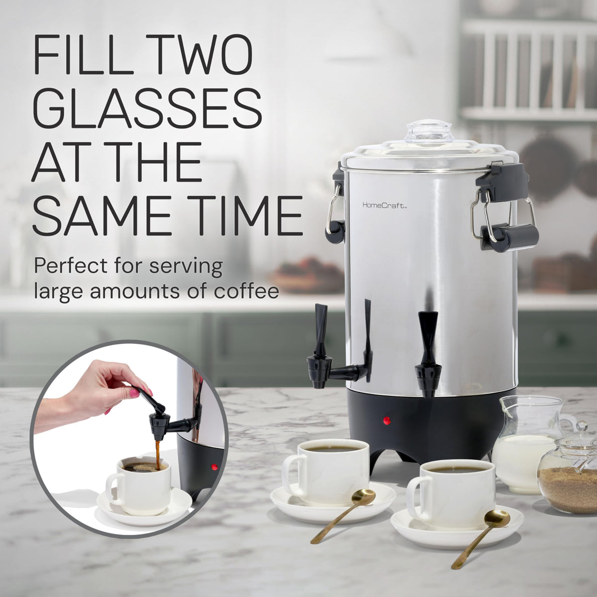 45 Cup Coffee Urn and Hot Beverage Dispenser with Double Dripless Faucet