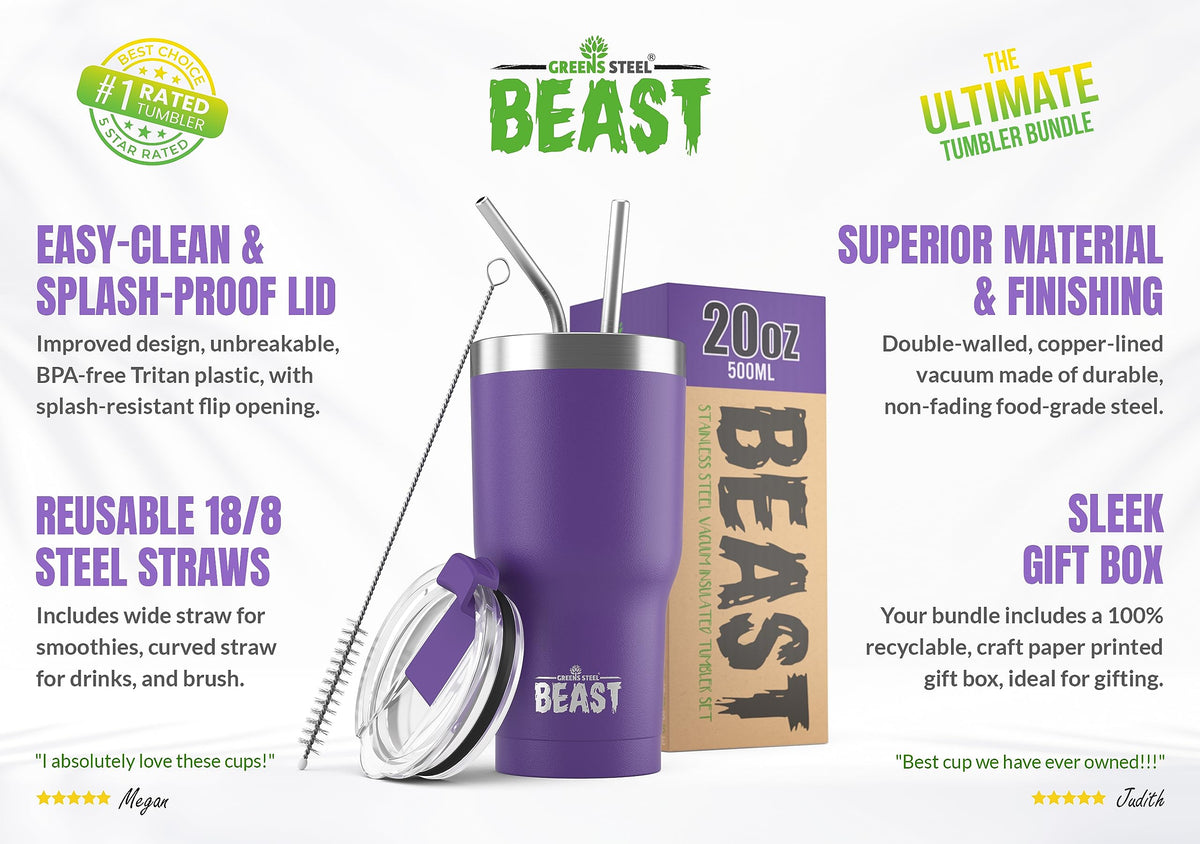 Beast 20 oz Tumbler Stainless Steel Vacuum Insulated Coffee Ice Cup Double Wall Travel Flask