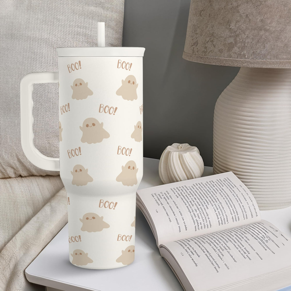 Boo Tumbler with Handle and Straw 40oz