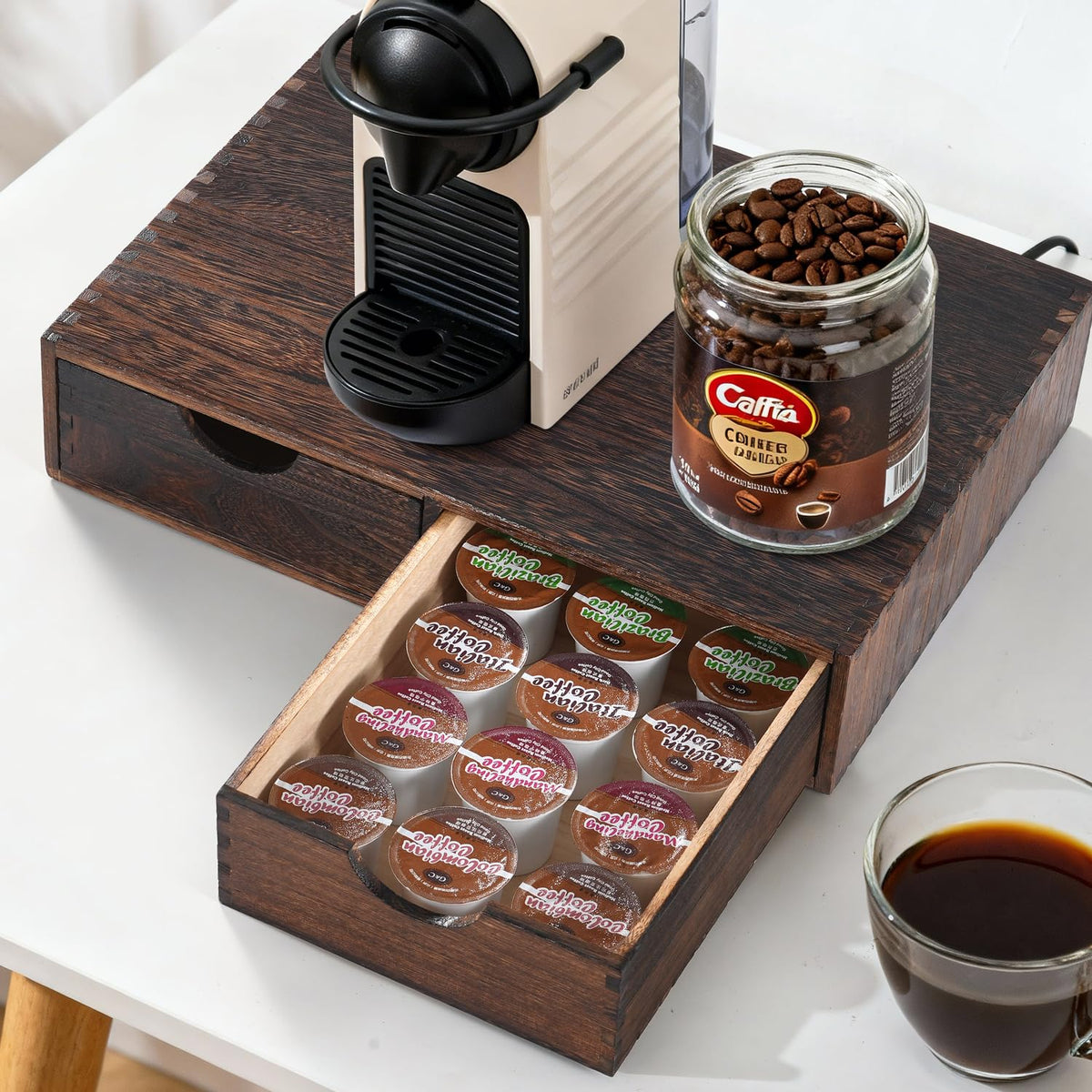 Wooden K Cup Organizer Coffee Pod Storage Box