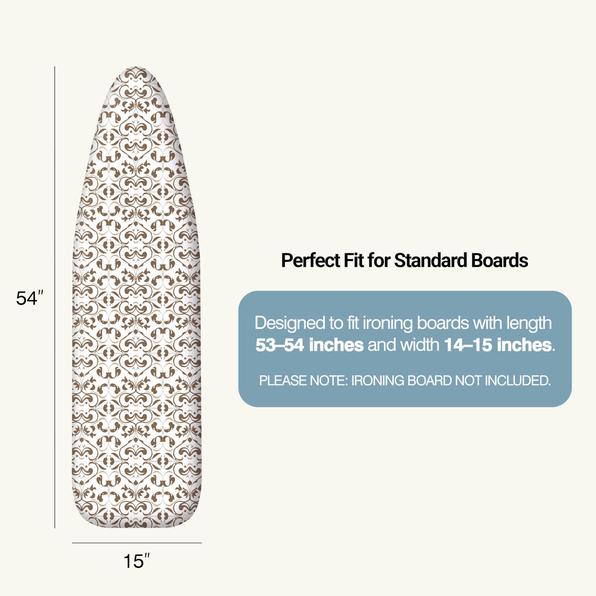 Ironing Board Cover and Pad 15"x54" Extra Thick Natural Cotton