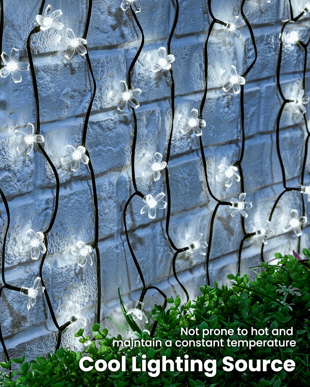 2 Pack Total 52FT 120 LED Solar String Lights Flower Outdoor Waterproof Fairy Lights for Garden Yard Fence Patio Christmas Tree Wedding Party Decor (120 Count)