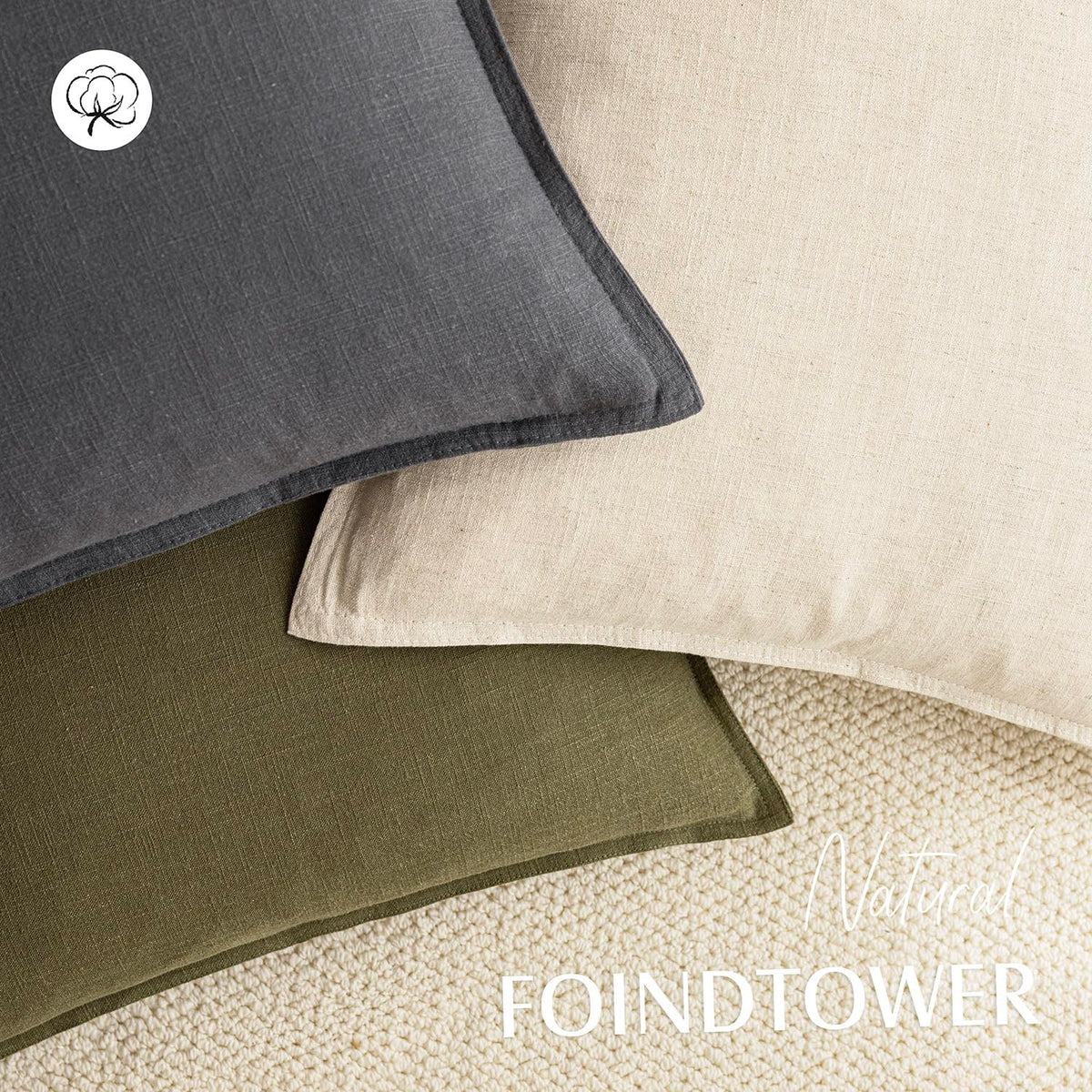 Pack of 2 Decorative Linen Soild Throw Pillow Covers Soft Accent Square Cushion Case Boho Farmhouse Pillowcase for Chair Couch Sofa Bedroom Living Room Home Decor 20 x 20 Inch Grey (2 Count)