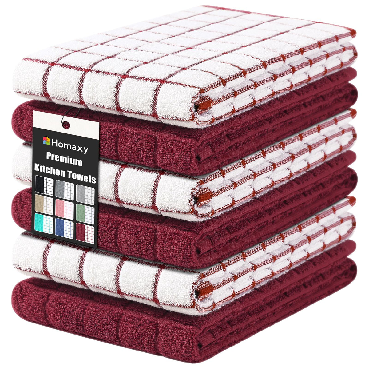 Large Premium Cotton Kitchen Towels 16"x 28" (6 Count)