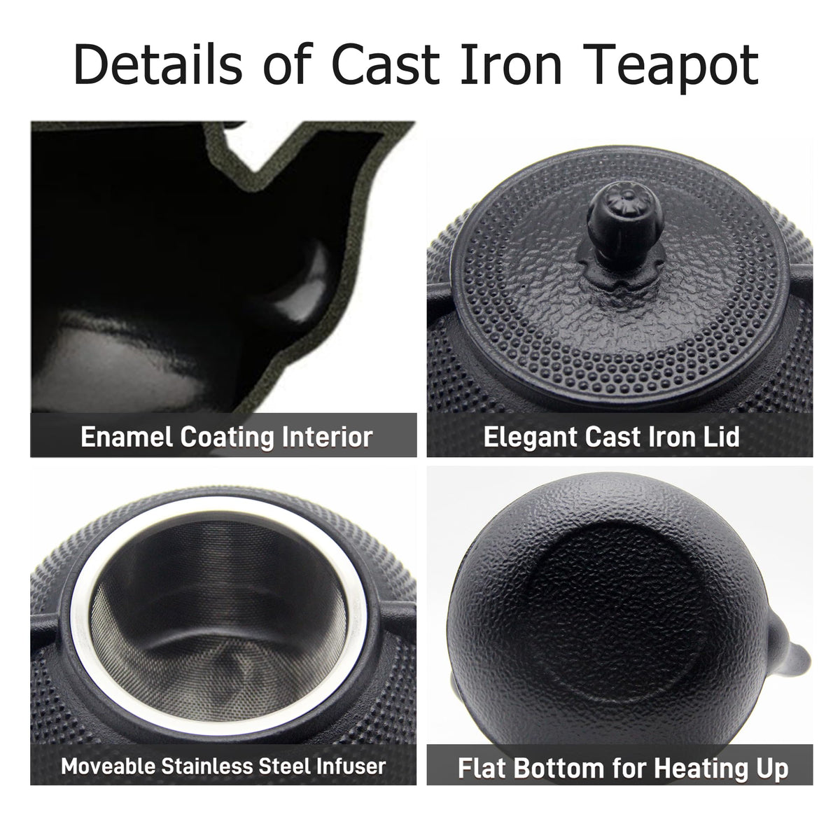 20.3oz Small Cast Iron Teapot Set with Warmer