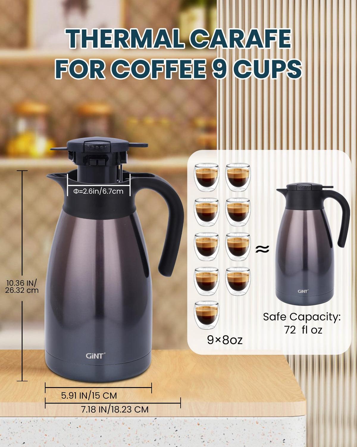2.2L 74Oz Thermal Coffee Carafe