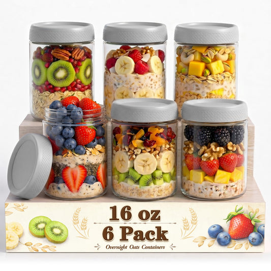 Mason Jars 16 oz with Lids (6 Count)