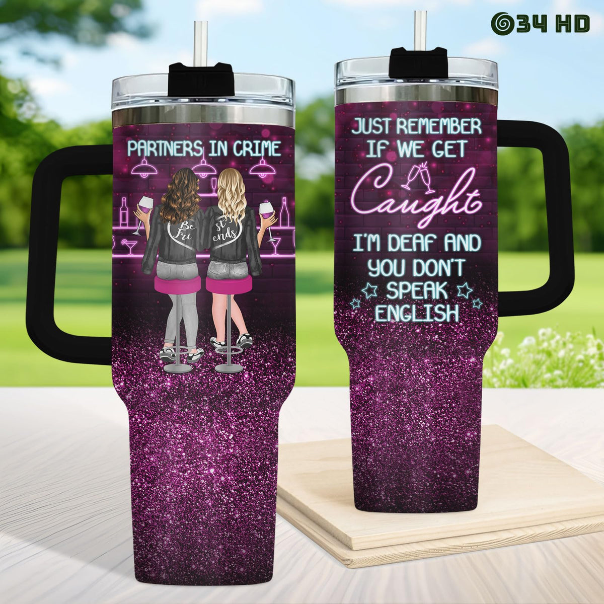Partners Crime Bestie 40 oz Tumbler with Handle