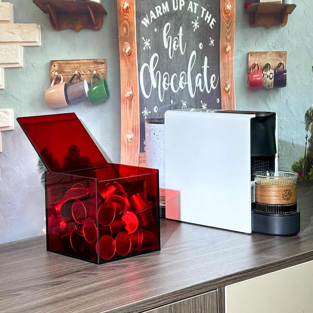 Coffee Capsule Storage Box Coffee Pod Holder Organizers Accessories Anti Dust Durable Clear Acrylic Box for House and Office Use