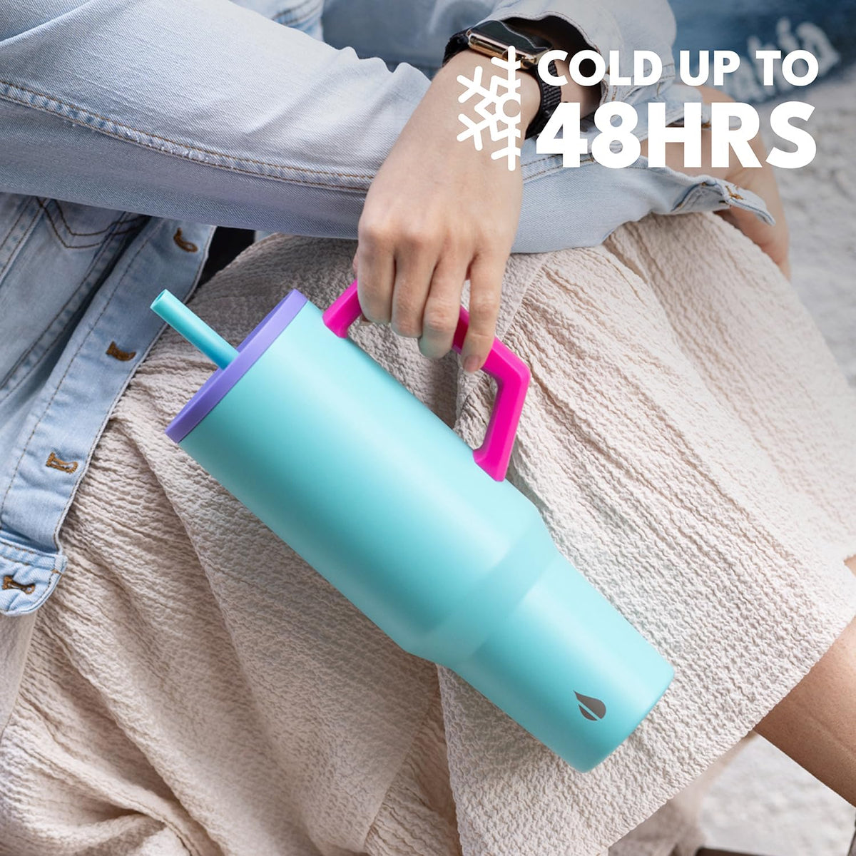 Spill Proof 40oz Insulated Tumbler with Handle & Straw Travel Mug