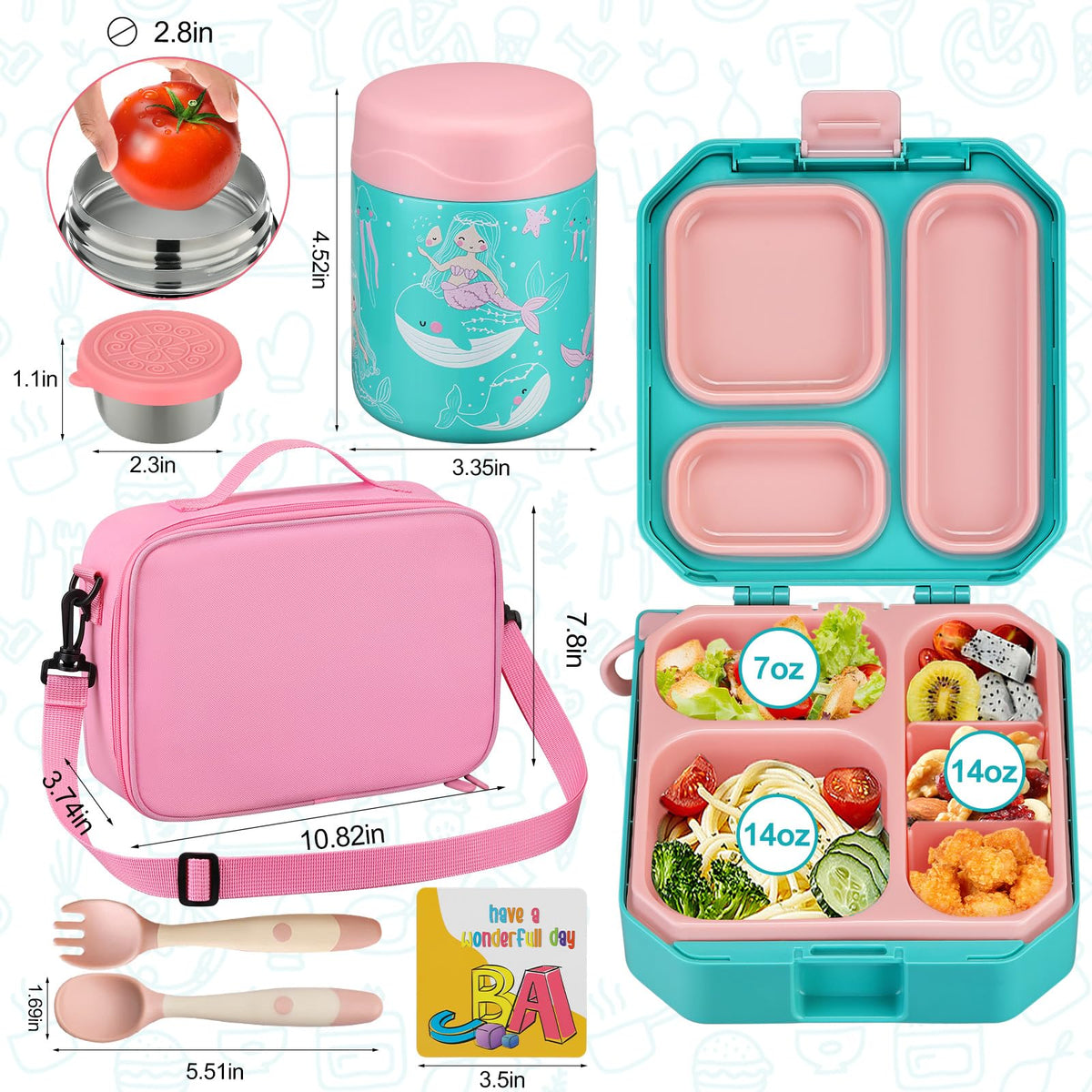 Bento Lunch Box for Kids with 12oz Soup Thermo Leak
