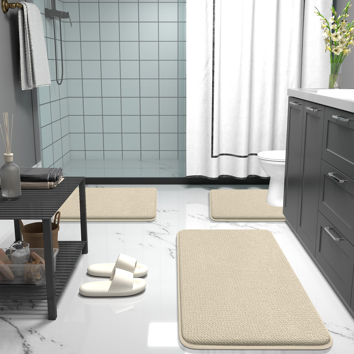 Thick Memory Foam Small Bathroom Rug 24x16