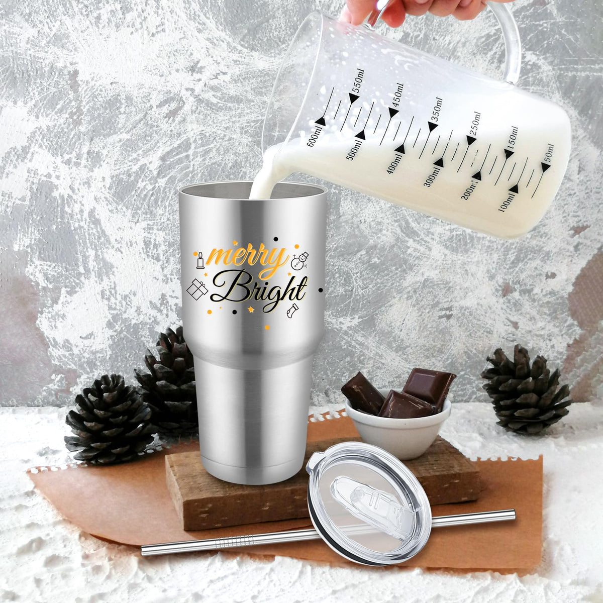 8 Pack Stainless Steel Insulated Tumbler with Lids and Straws Bulk Double Wall Vacuum Insulated Coffee Travel Tumbler for DIY Gift (8 Count)