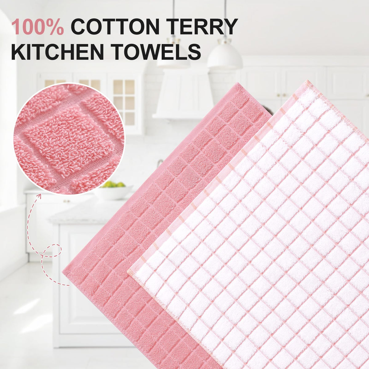 Large Premium Cotton Kitchen Towels 16"x 28" (12 Count)