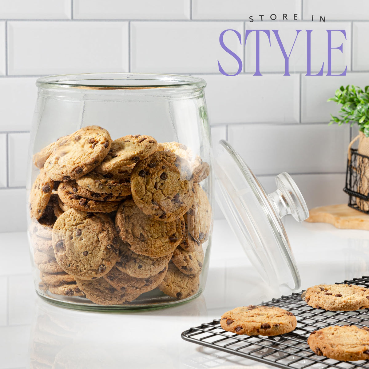 1 Gallon Glass Cookie Jar with Lid (2 Count)