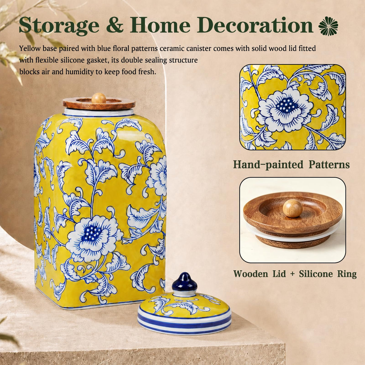 12.5" H Ceramic Kitchen Canisters for Countertop