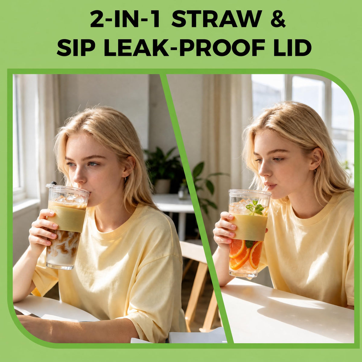 16oz Glass Cup with Lid and Glass Straw (20 Count)