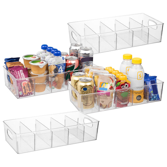 Pantry Storage Bins with Removable Dividers (4 Count)