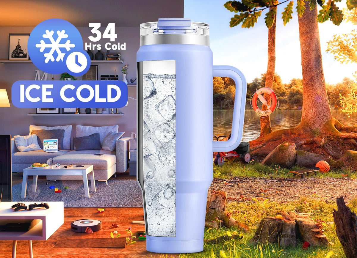 40 oz Tumbler with Handle and Straw
