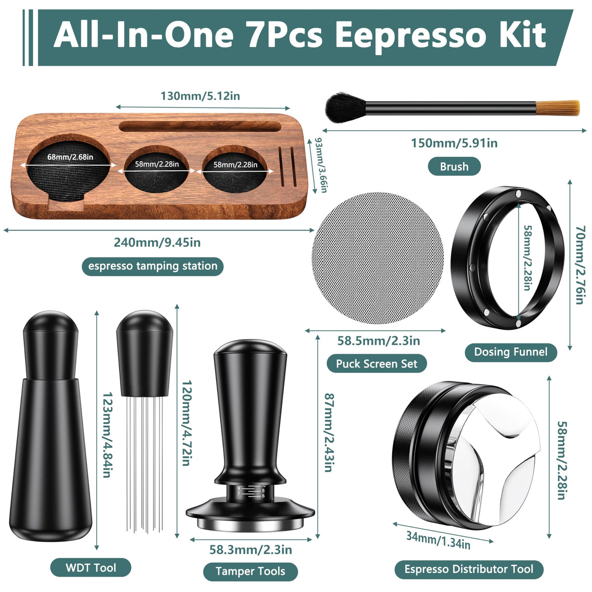 7 Pack Espresso Accessories Kit