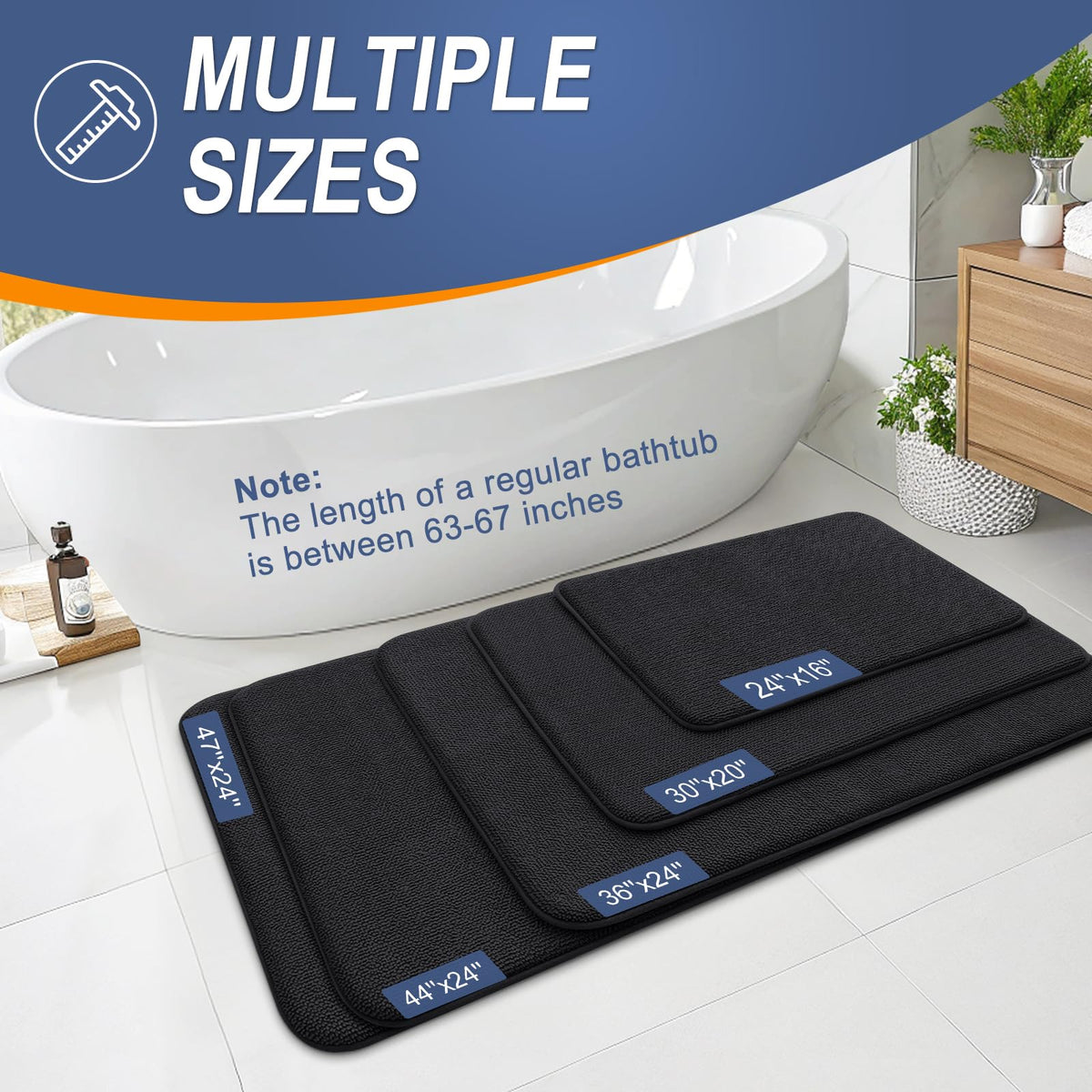 Thick Memory Foam Bathroom Rugs 36x24