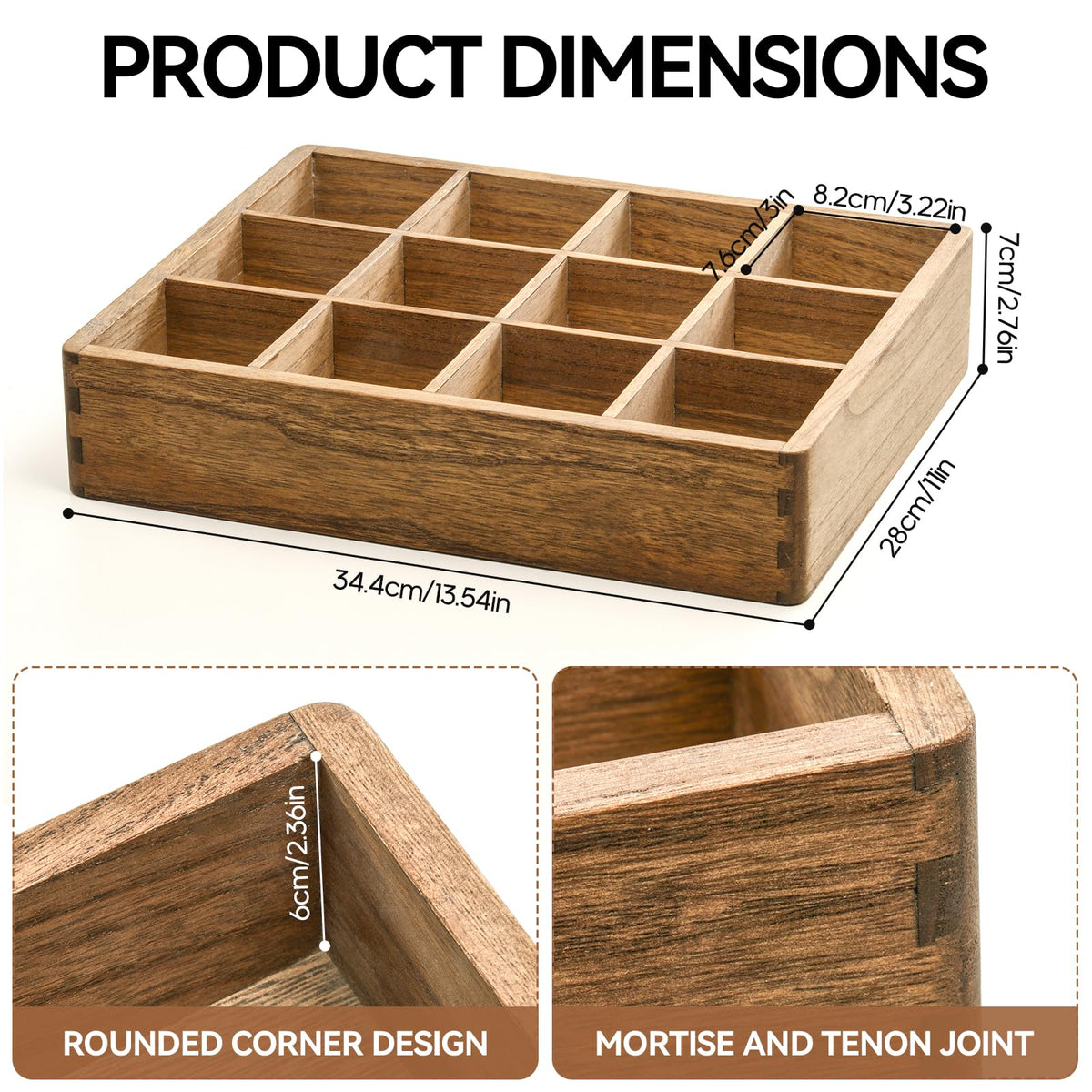 Wooden Tea Bag Organizer for Drawer (12 Count)