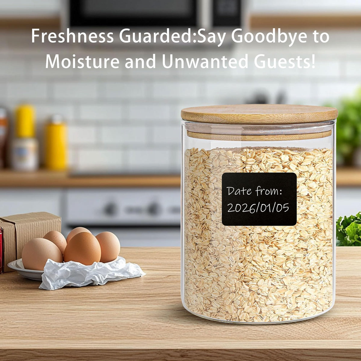 Glass Storage Jars Set Elegant Containers with Airtight Bamboo Lids