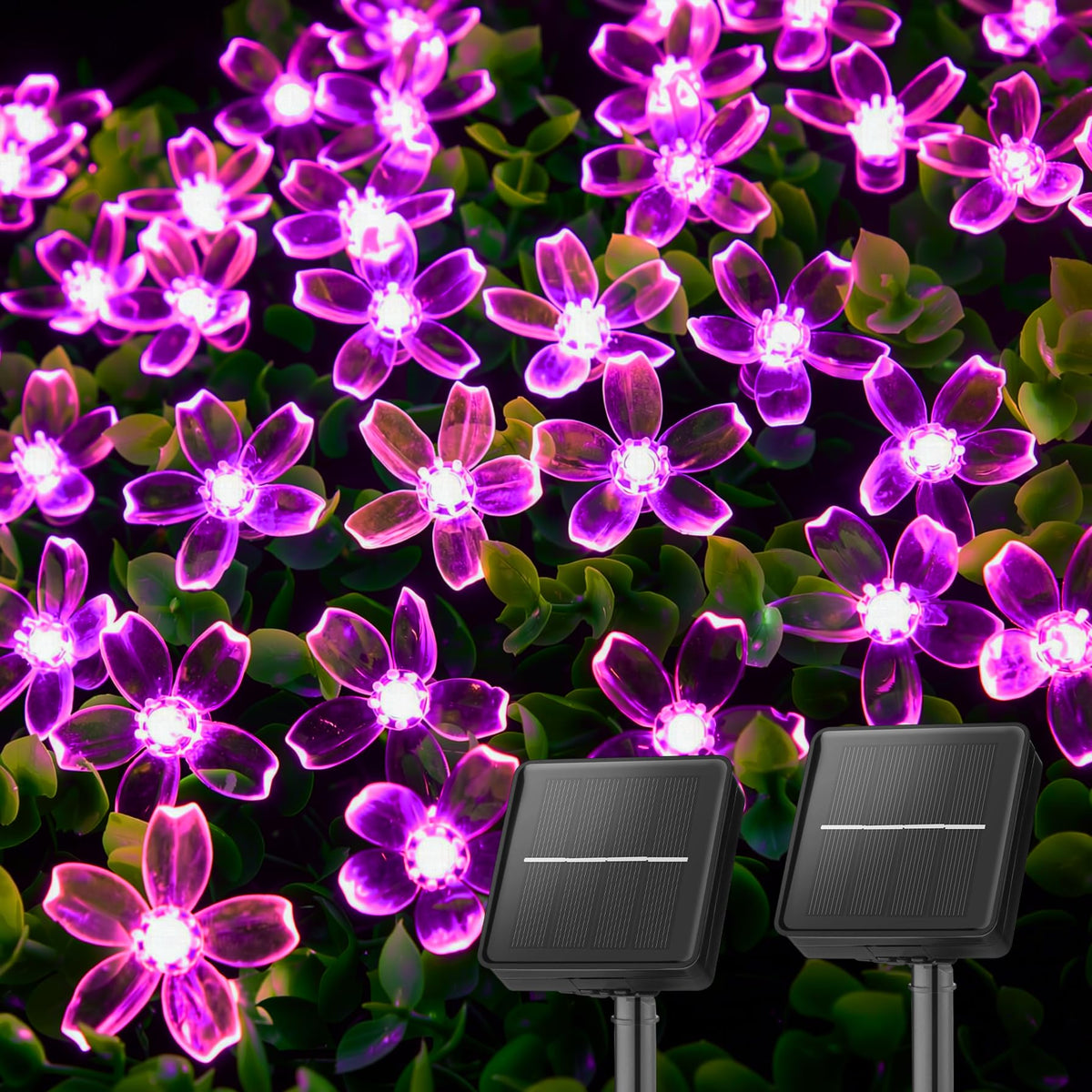 2 Pack Total 52FT 120 LED Flower Solar String Lights Outdoor Waterproof Fairy Lights for Garden Yard Fence Patio Christmas Tree Wedding Party Decor (120 Count)