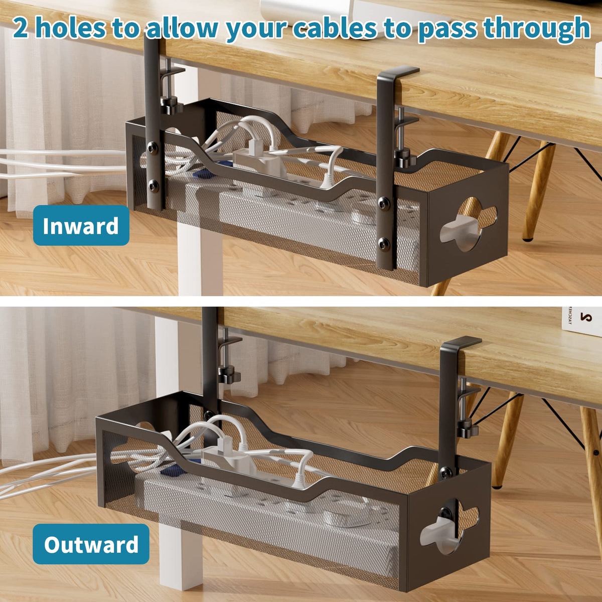 Under Desk Cable Management Tray No Drill