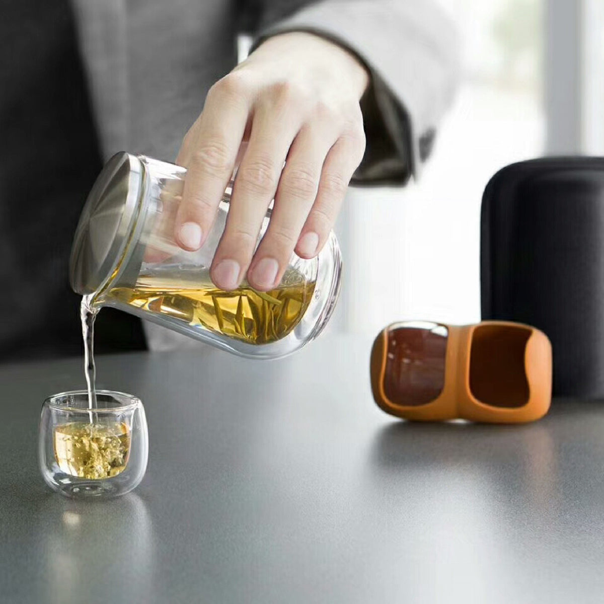 Portable Glass Tea Set with Teapot