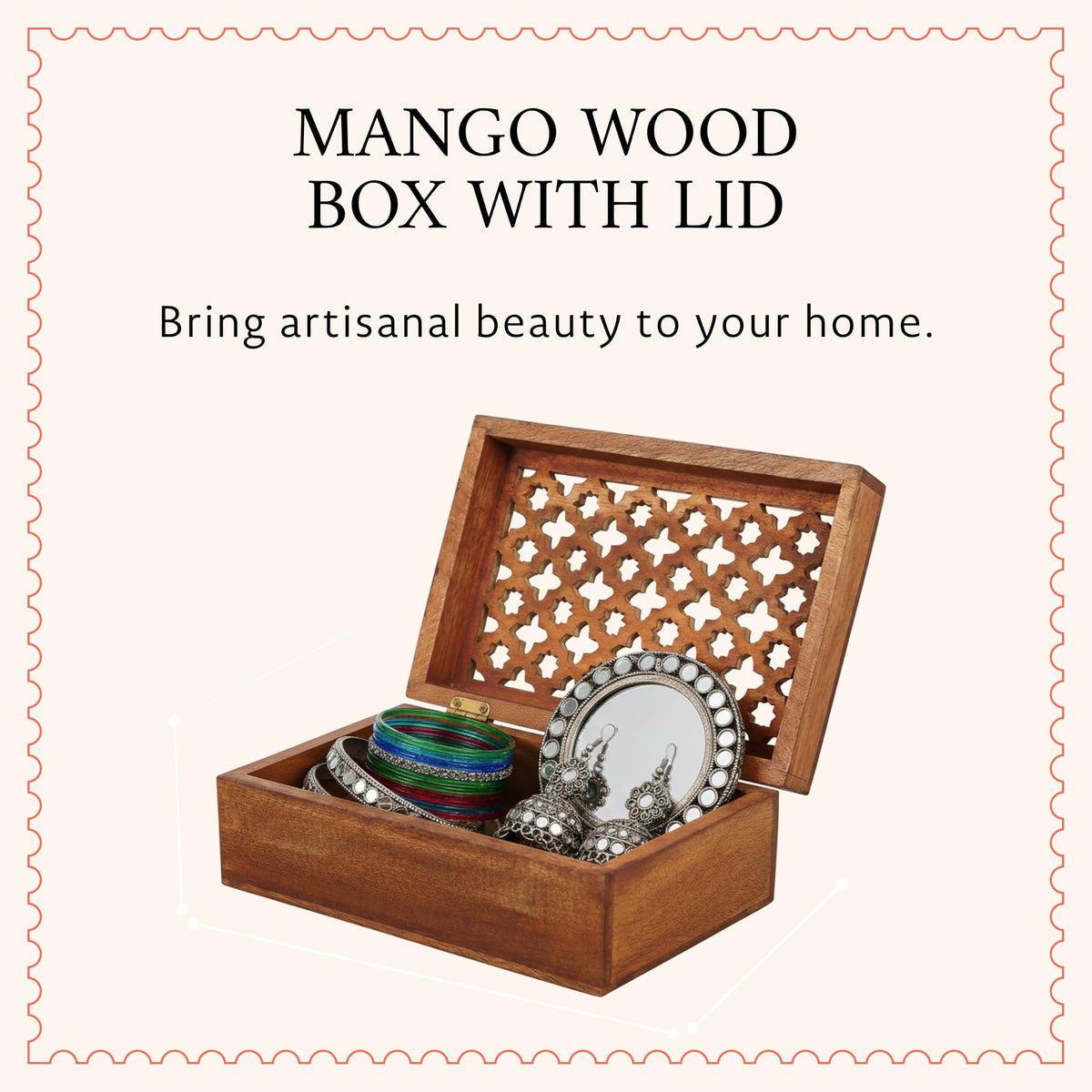 Trellis Mango Wood Storage Box