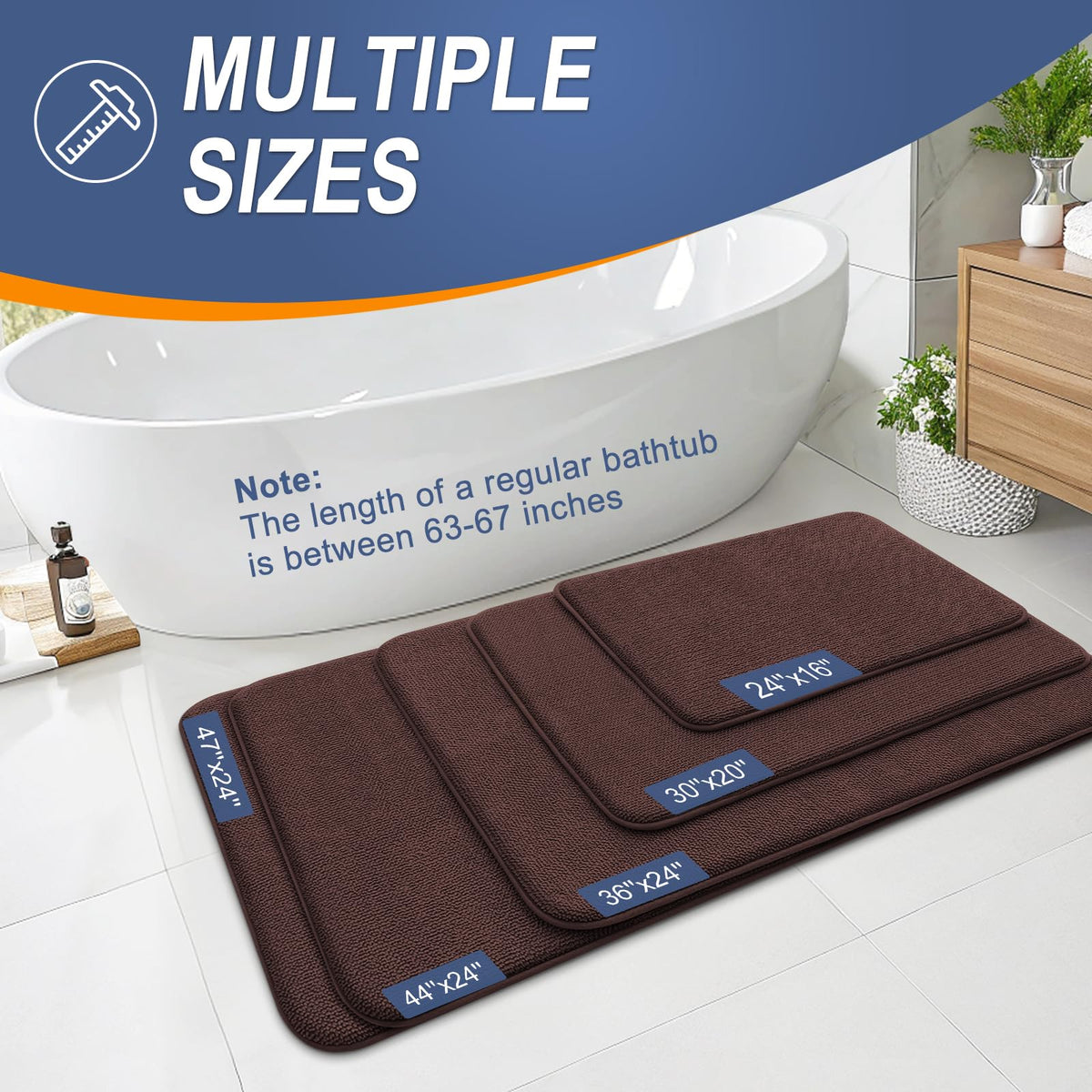 Thick Memory Foam Bathroom Rugs 36x24