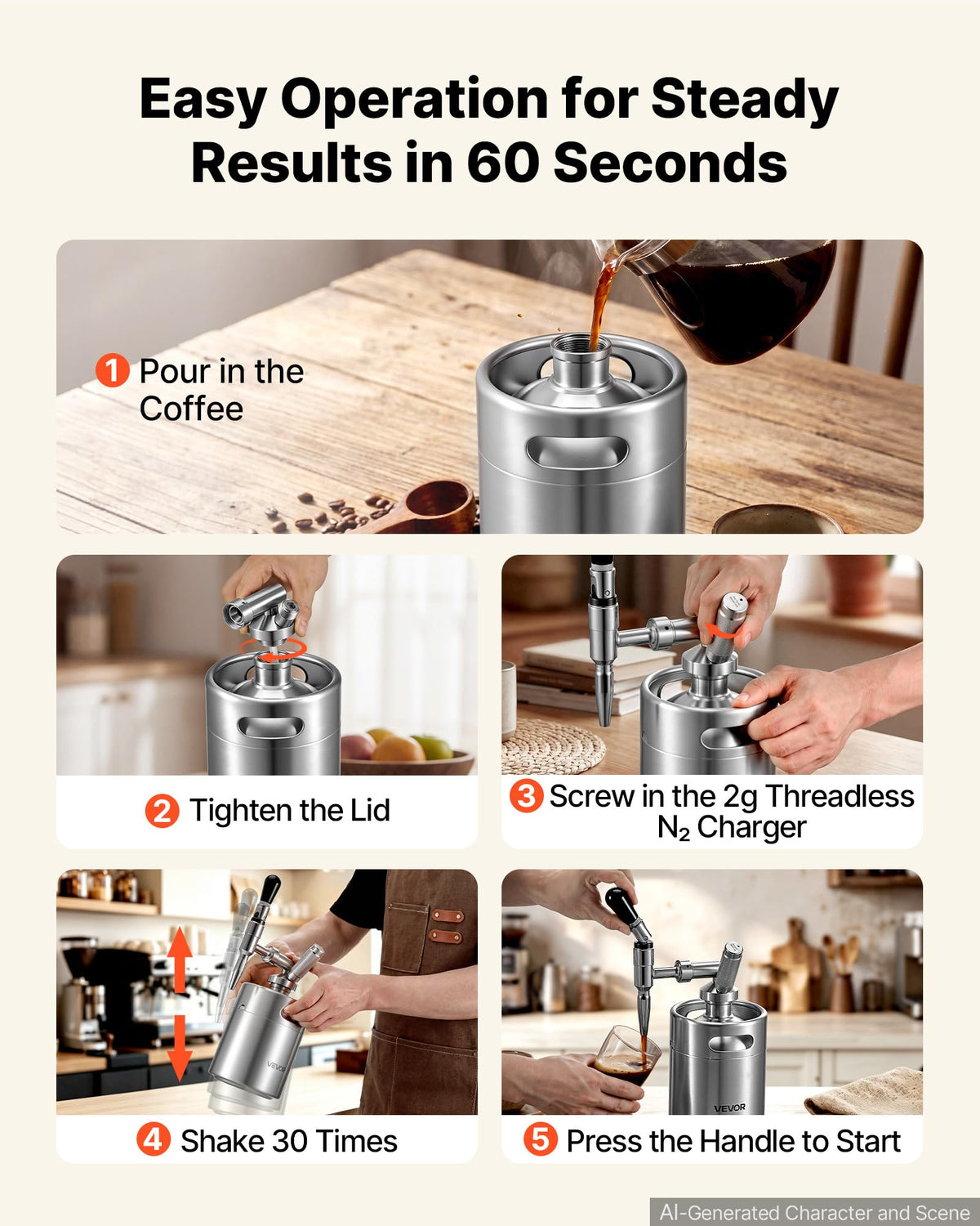 Nitro Cold Brew Coffee Maker 68 oz Nitrogen Dispenser System