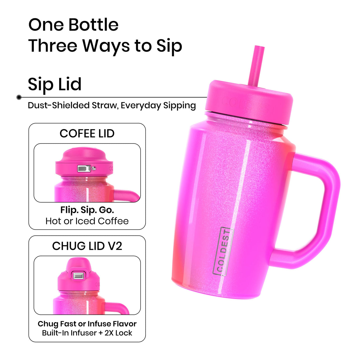 Coldest Tumbler with Handle and Coffee Lid