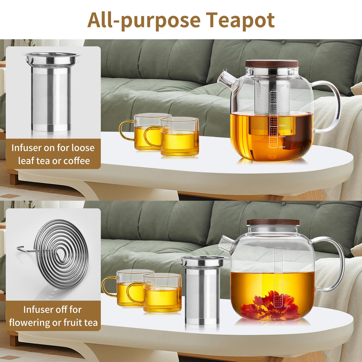 Glass Teapot with Infuser and Lid