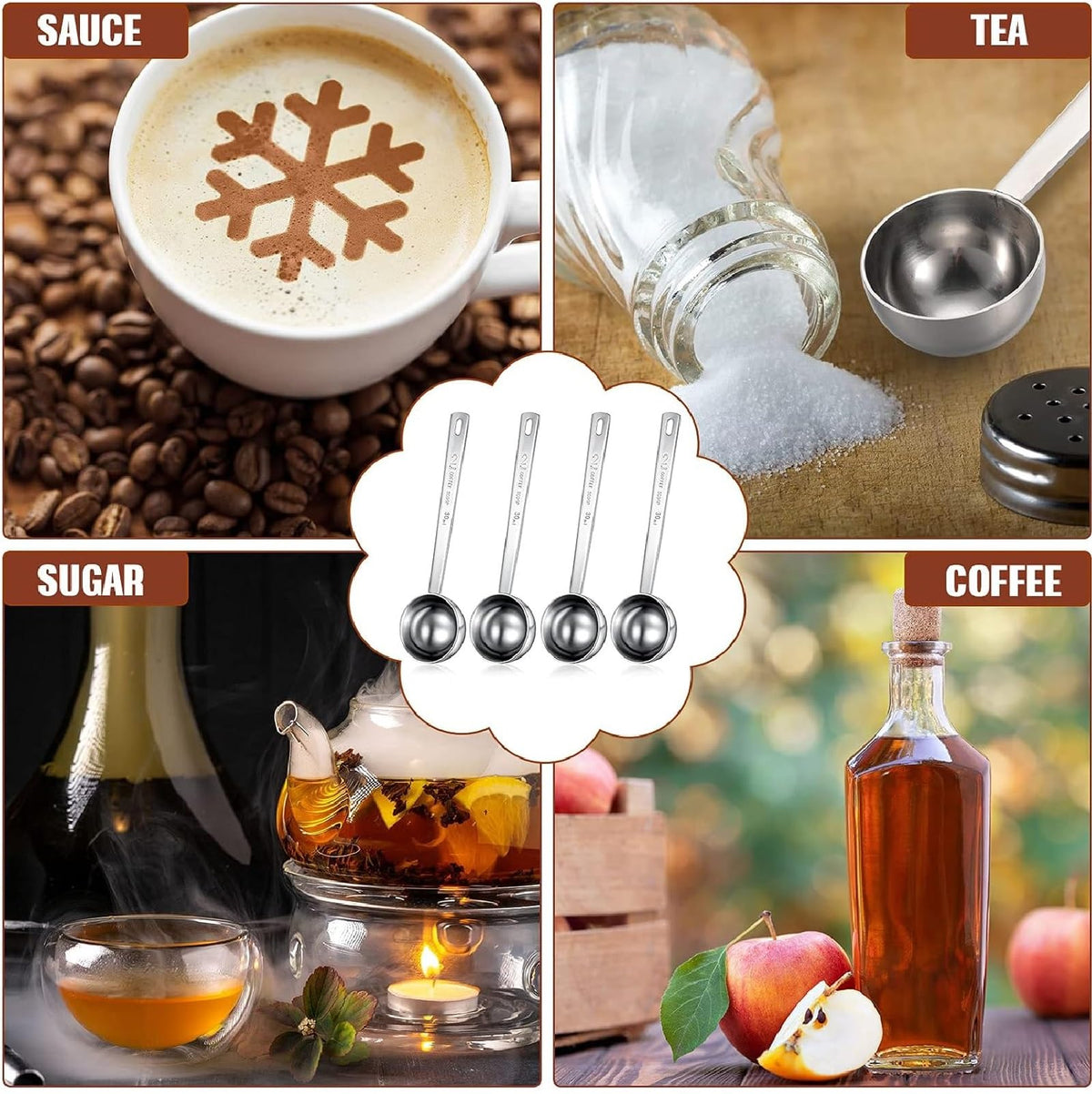 8 Pcs 2 Tablespoon Scoops with Long Handle (8 Count)