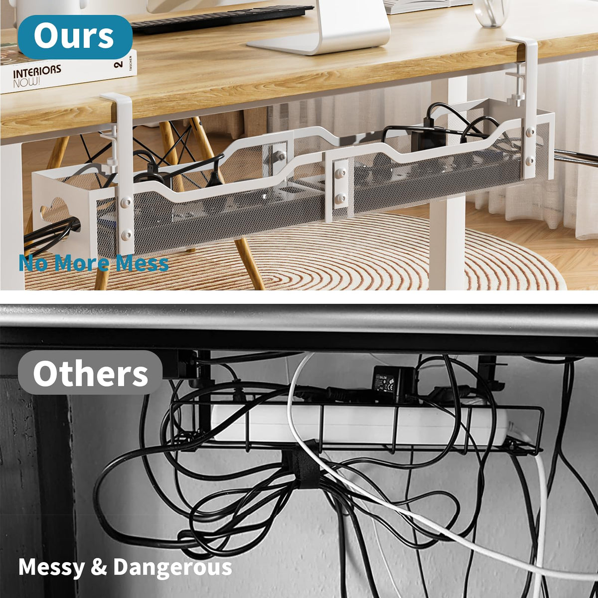 Under Desk Cable Management Tray White