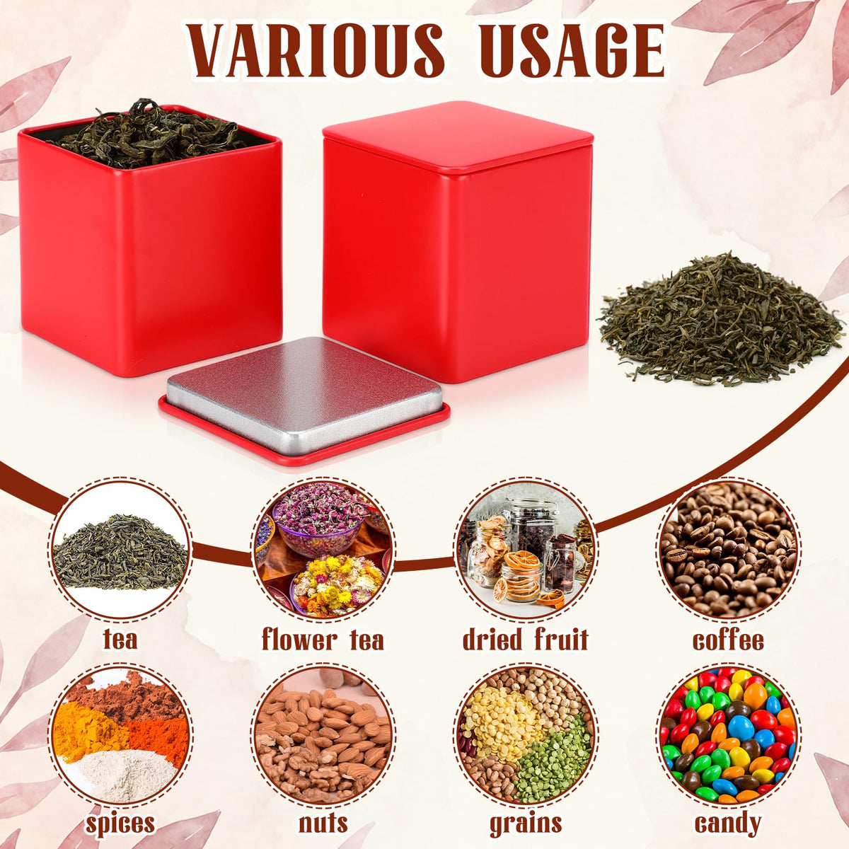 50 Pcs Metal Tea Tins Airtight Lid (50 Count)