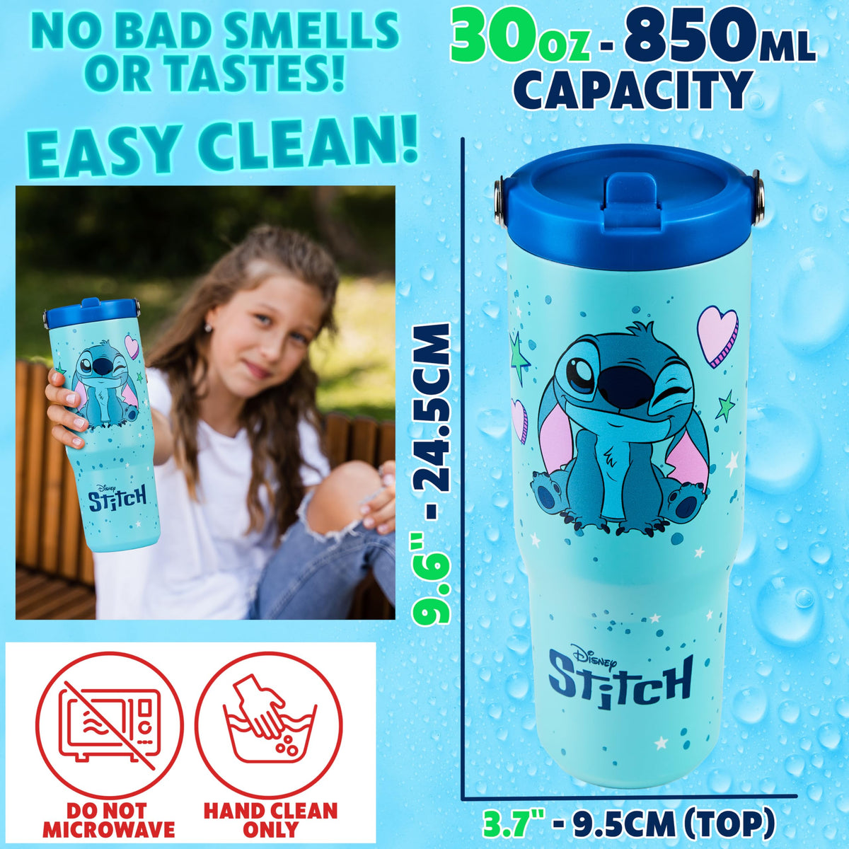 Disney Stitch Tumbler with Straw 30oz Kids Teens Insulated Cup with Lid Handle Travel Mug Cups with Lids for School Sports Gifts for Kids