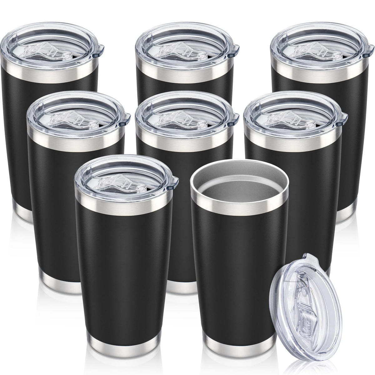 20 oz Tumbler with Lid Stainless Steel Insulated Tumblers Bulk Cups Mug (8 Count)