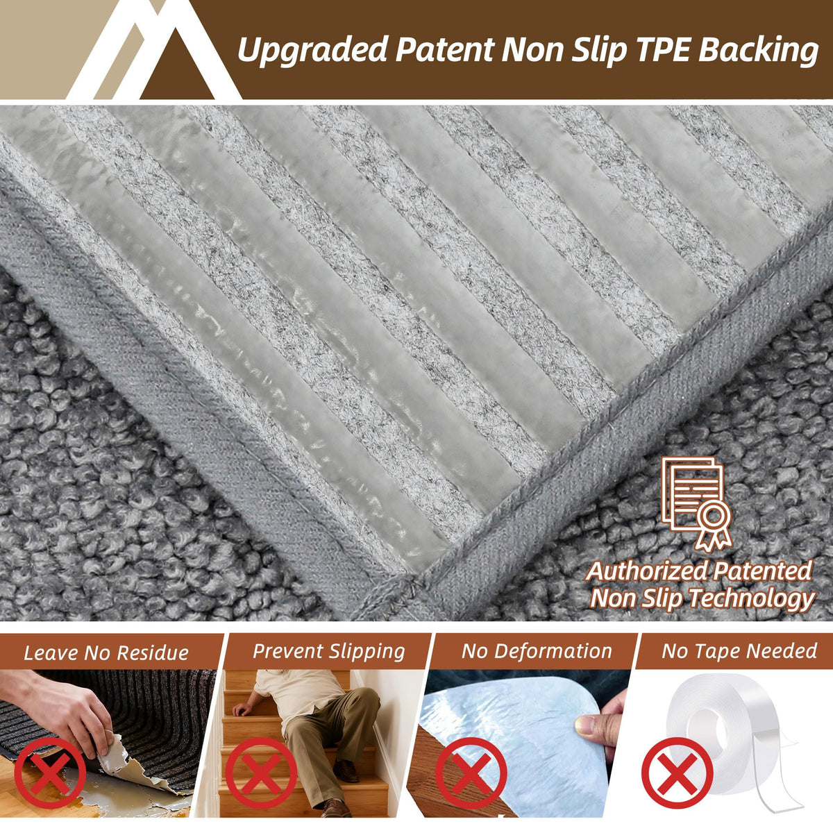 Stair Treads for Wooden Steps Non Slip 9"x28" (26.25 Sq Ft)