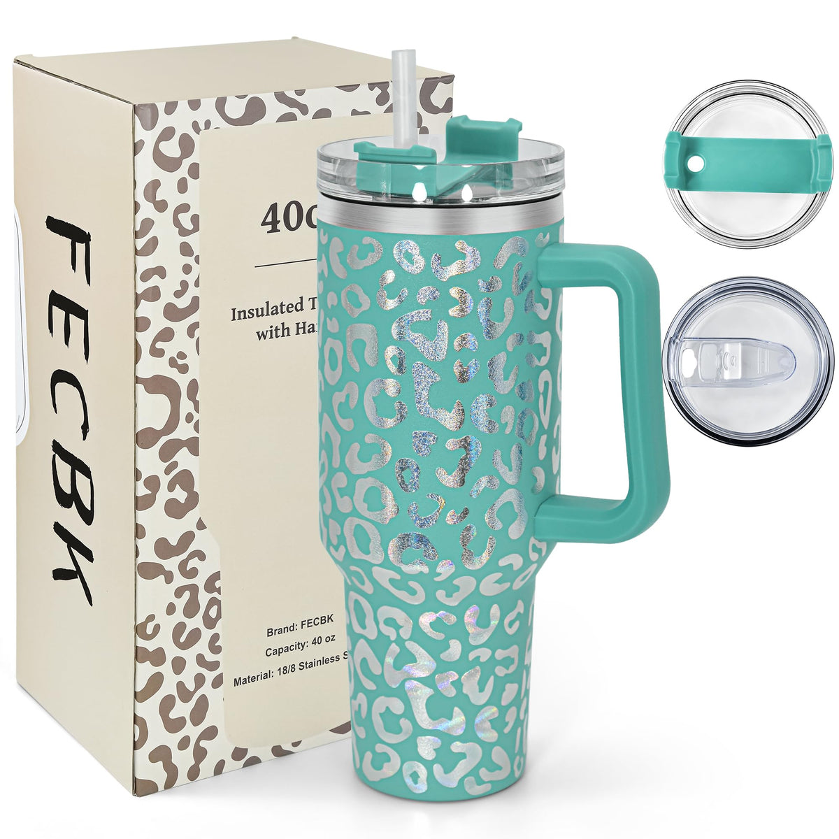 40 oz Tumbler with Handle and Straw