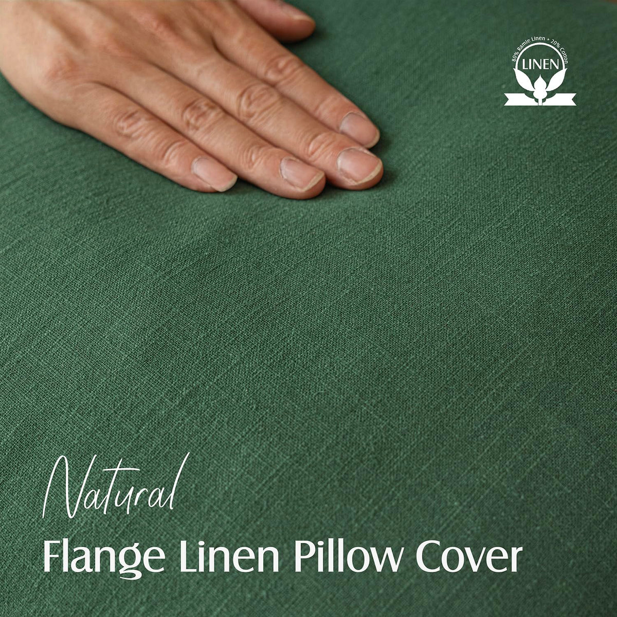 Set of 2 Decorative Linen Solid Throw Pillow Covers Soft Accent Euro Cushion Case Farmhouse Neutral Pillowcase for Chair Couch Sofa Bedroom Living Room Home Decor 20 x 20 Inch Pine Green