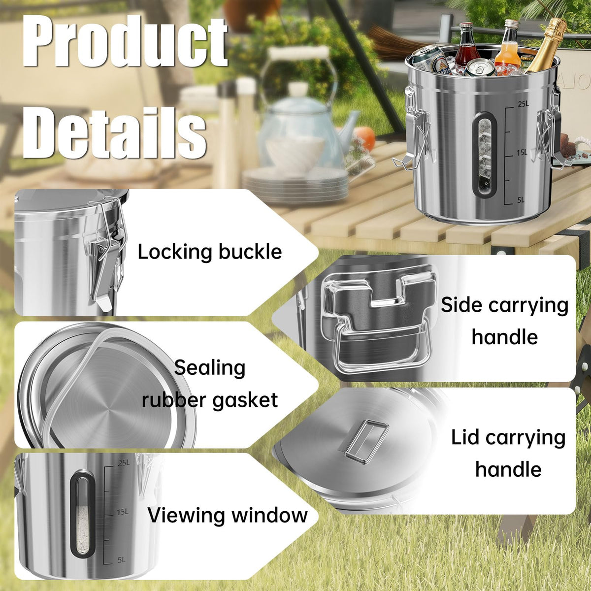 2 pcs 8.7 13.2 Gal Stainless Steel Airtight Canister (2 Count)
