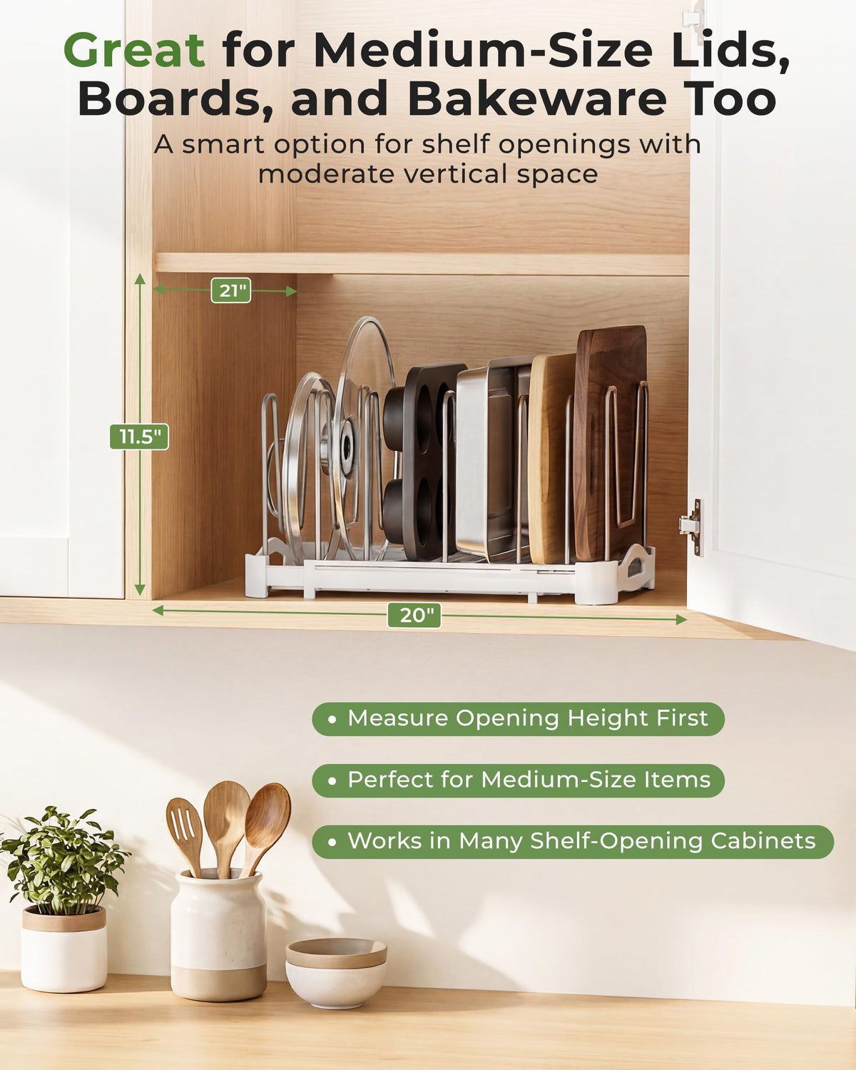 Adjustable Bakeware Organizer Pot Lid Holder Rack for Pots (2 Count)