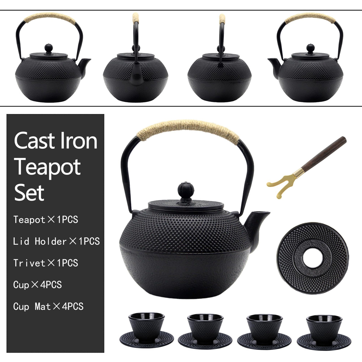 40.6 fl oz Cast Iron Teapot Set