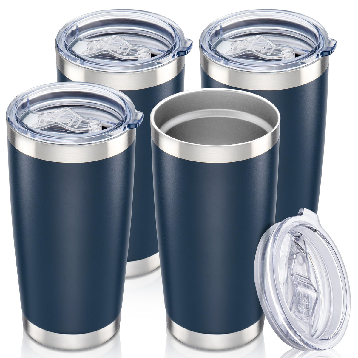 20 oz Tumbler with Lid Stainless Steel Insulated Tumblers Bulk Cups Mug (4 Count)