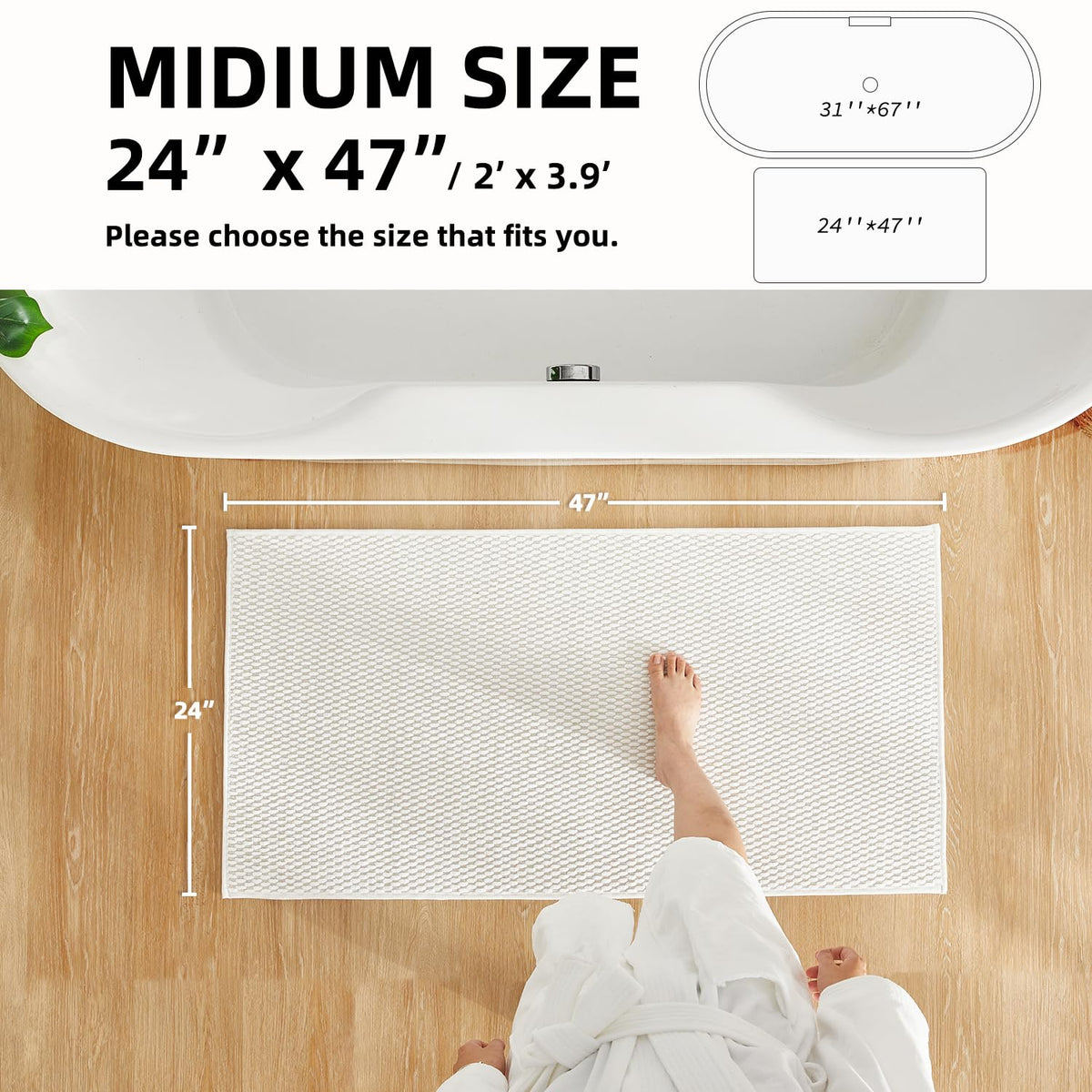 Bathroom Rugs Non Slip Washable (16.9688 Sq Ft)